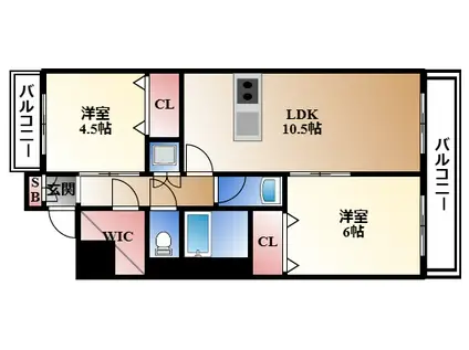 春里ハイツ(2LDK/4階)の間取り写真