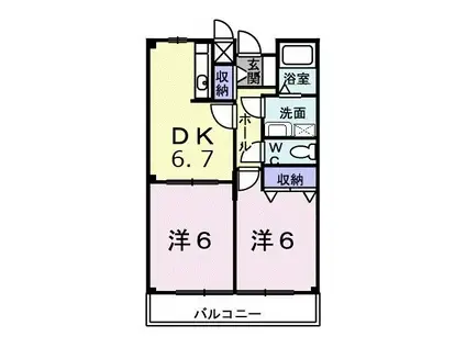 ソレアード立川I(2DK/2階)の間取り写真