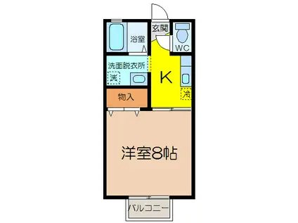 エスポワールK(1K/2階)の間取り写真