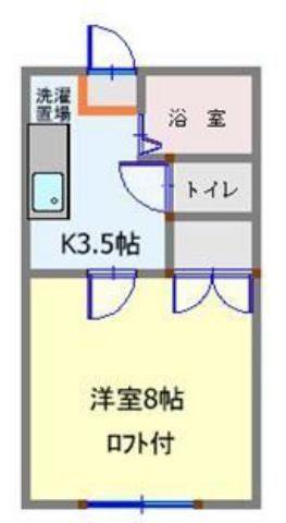 ホワイトキャッスル富田(1K/1階)の間取り写真