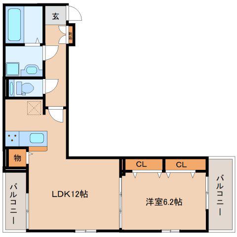 DENBE東小川(1LDK/3階)の間取り写真
