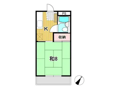 カーサM(1K/2階)の間取り写真