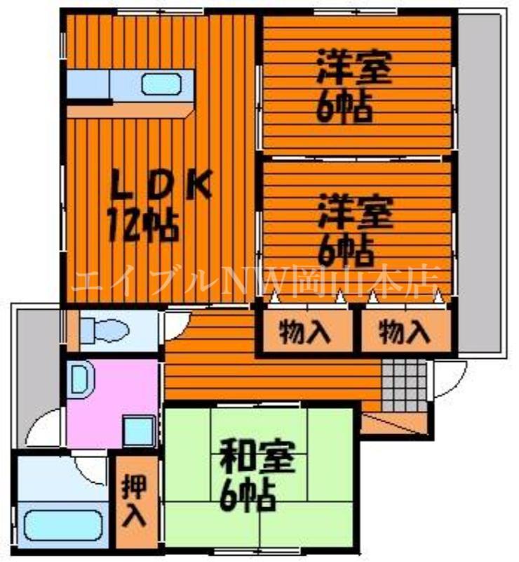 フラワーハイツV(3LDK/2階)の間取り写真