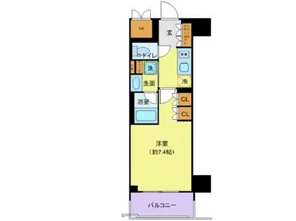 THE GATEHOUSE浅草雷門旧ブランシエスタ浅草雷門(1K/8階)の間取り写真