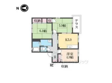 メゾンソレーユ1(3K/1階)の間取り写真