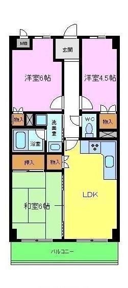 プローブ羽衣(3LDK/2階)の間取り写真