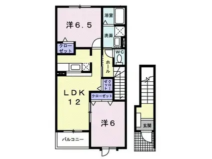 フォレスタロヴィーネ2(2LDK/2階)の間取り写真