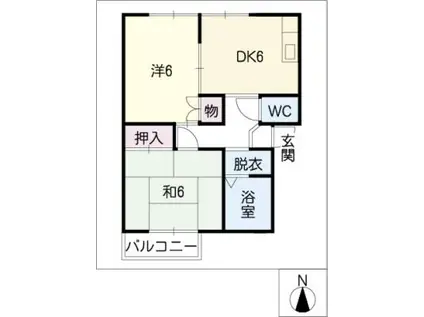サンリバーIIA・B棟(2DK/1階)の間取り写真