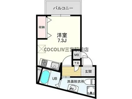 THE CITY 塩屋(ワンルーム/3階)の間取り写真