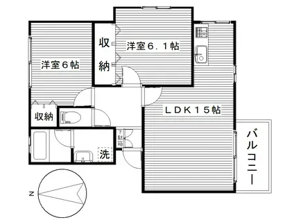 井草ハイツBCD(2LDK/2階)の間取り写真