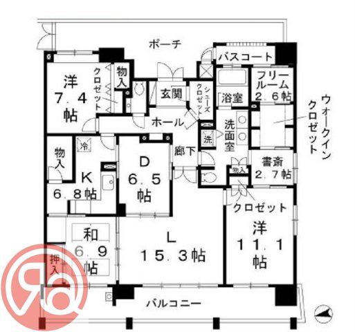 ロイヤルパークスなんば(3LDK/14階)の間取り写真