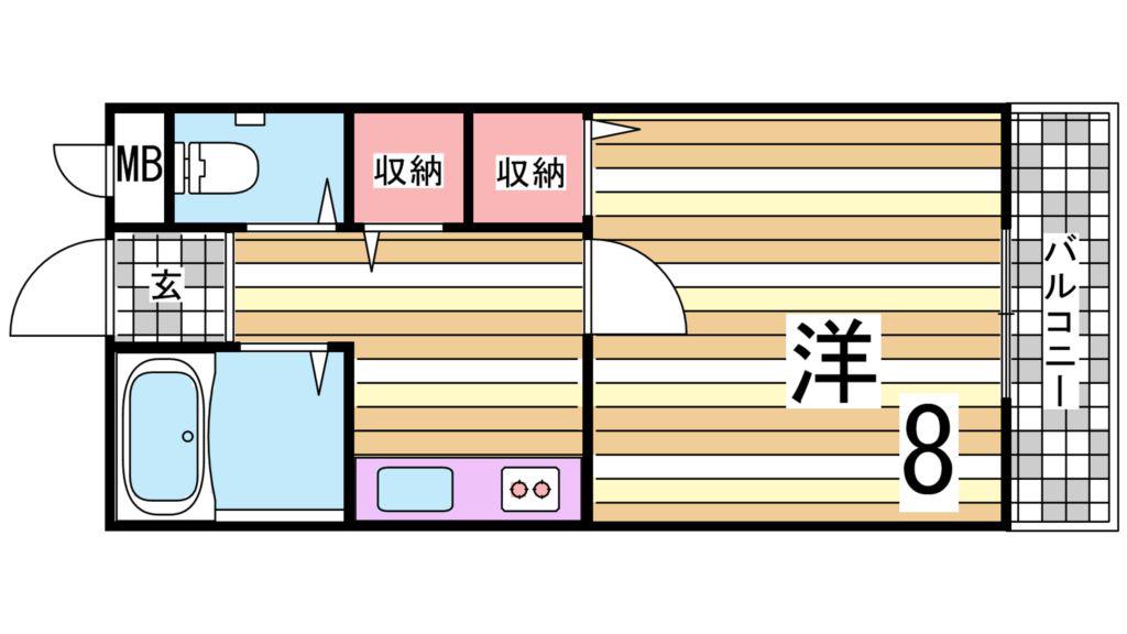パインリッチI(1K/1階)の間取り写真