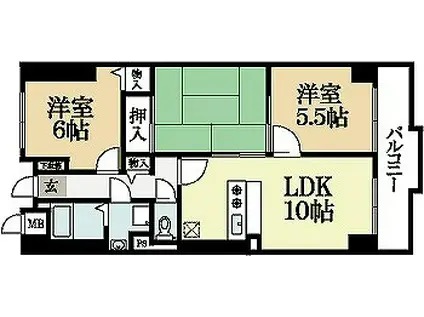 ラポート小林(3LDK/5階)の間取り写真