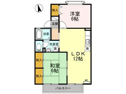 リバーサイド森町II(2LDK/2階)の間取り写真