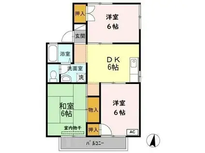 プレジール堀溝B(3DK/2階)の間取り写真