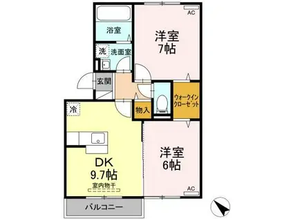 プレミール ボヌールJ棟(2DK/2階)の間取り写真