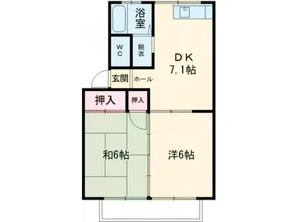 スカイコーポI(2DK/1階)の間取り写真