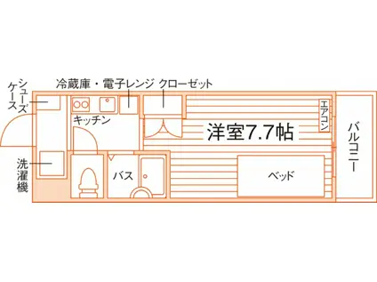 アトムス(1K/2階)の間取り写真