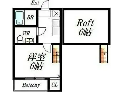 ウイングコート(1K/1階)の間取り写真
