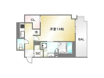 GENOVIA神戸湊川公園(1K/8階)の間取り写真