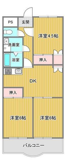 ルーラルハイツ(3DK/4階)の間取り写真