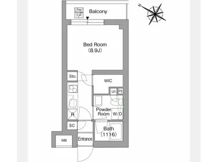 ORSUS戸越銀座(ワンルーム/4階)の間取り写真
