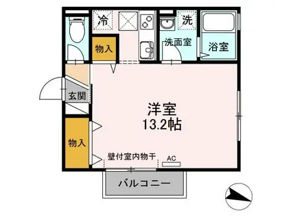 ボナールヴィラII(ワンルーム/1階)の間取り写真