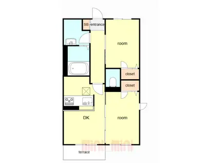 PINO(2DK/1階)の間取り写真