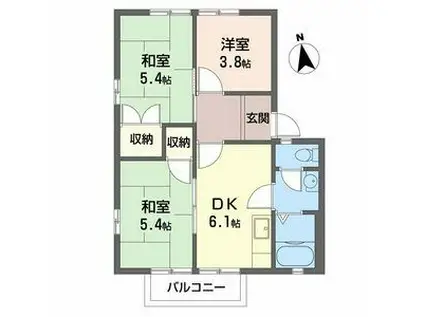 ディアスくすみ(3DK/2階)の間取り写真