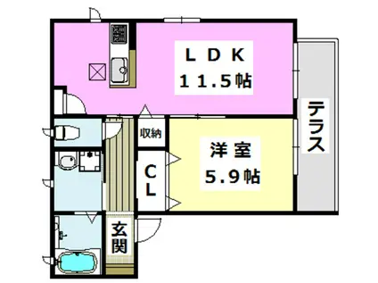 SHARMANT VILLA A棟(1LDK/1階)の間取り写真