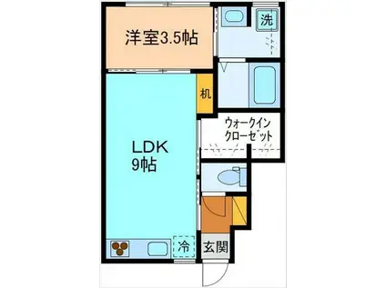 INTEGRAL粟島(1LDK/1階)の間取り写真