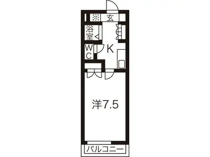 アミューズコート(1K/4階)の間取り写真