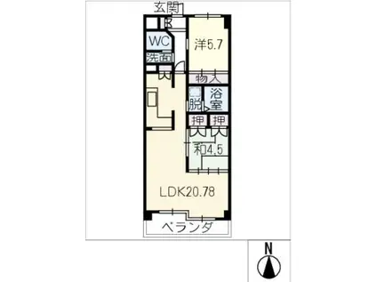 アルス住吉(2LDK/9階)の間取り写真