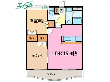 プロミネント伊勢中川II(2LDK/1階)の間取り写真