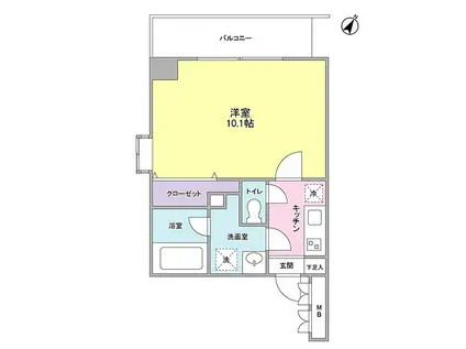 ユーキメゾン一番町(1K/3階)の間取り写真