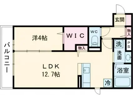 DROOM浜町II A棟(1LDK/2階)の間取り写真