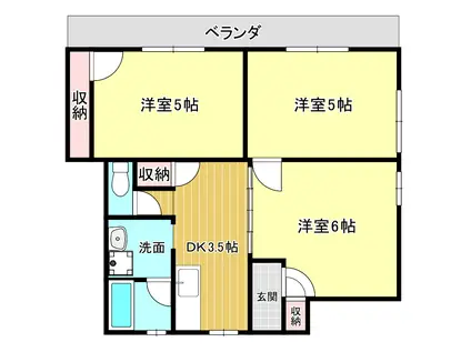 メゾンドブランシュ鴨池(3DK/1階)の間取り写真