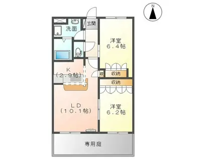 サンタモニカ長良(2LDK/1階)の間取り写真