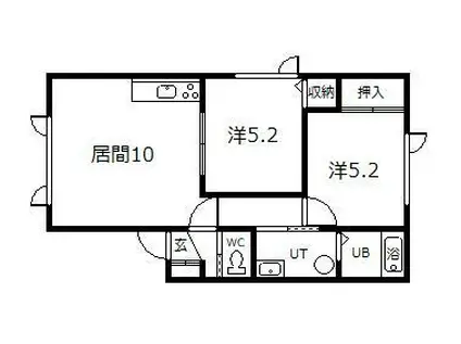 チョコハウスI(2LDK/2階)の間取り写真