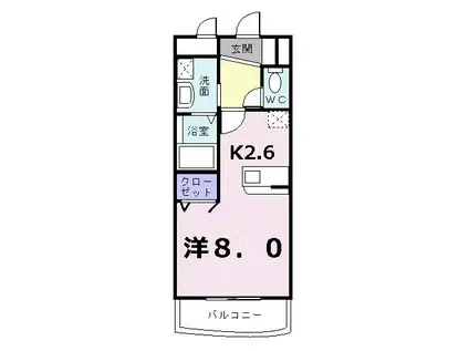 シャンドフレーズII(1K/1階)の間取り写真