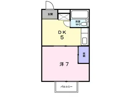 シティハイツ朝間B(1DK/2階)の間取り写真