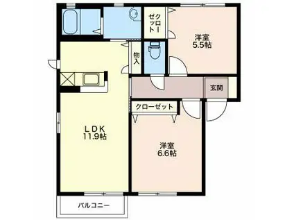 アルメリーナ(2LDK/2階)の間取り写真