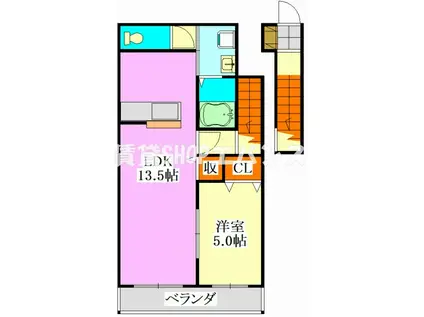 プライマルヴィエナ(1LDK/2階)の間取り写真