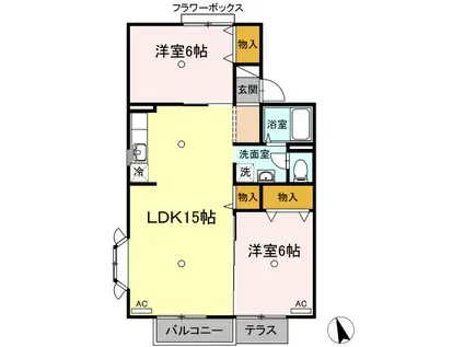 ルマージュ A(2LDK/1階)の間取り写真