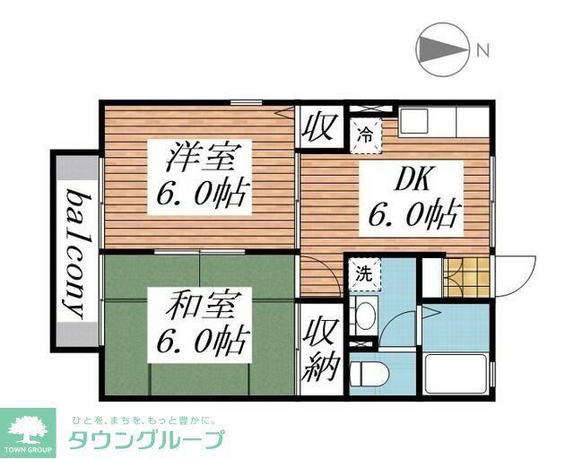 セジュール箕郷B(2DK/1階)の間取り写真