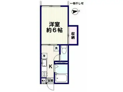 サニーハイツ中村(1K/2階)の間取り写真