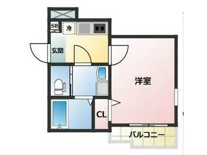 ALEGRIA東二見(1K/1階)の間取り写真