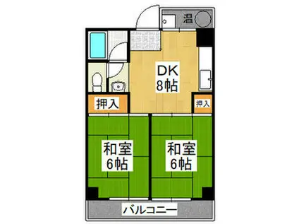 二瀬マンション(2DK/3階)の間取り写真