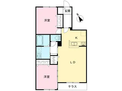 NOVガーデンハウス谷田部 FG棟(2LDK/1階)の間取り写真