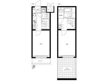 ルーブル中野富士見町伍番館(2K/1階)の間取り写真
